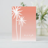Coral ombré palm Trees Beach Wedding RSVP (Staand voorkant)