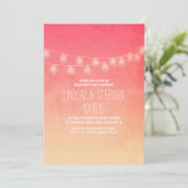 Coral Ombre String Lights verlovingsfeest nodigt u Kaart (Staand voorkant)