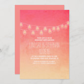 Coral Ombre String Lights verlovingsfeest nodigt u Kaart (Voorkant / Achterkant)