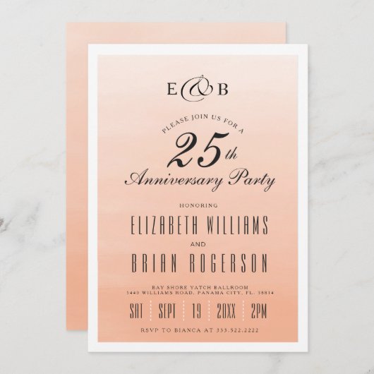 Coral Ombre | Uitnodiging tot Jubileum (Voorkant / Achterkant)