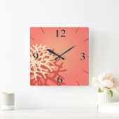 Coral on the Beach | peach coral ivory Vierkante Klok (Huis)