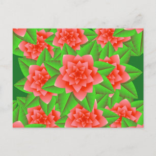 Coral Oranje Camellias en Groene Bladeren Briefkaart