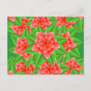 Coral Oranje Camellias en Groene Bladeren Briefkaart