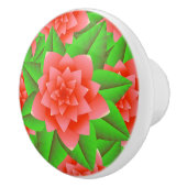Coral Oranje Camellias en Groene Bladeren Keramische Knop (Rechts)