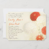 Coral Oranje Chrysanthemum Wedding Invitations Kaart (Voorkant)