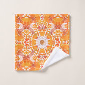 Coral Oranje en Cream Batik Medallion Pattern Bad Handdoek (Wasdoekje)