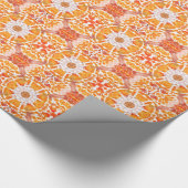 Coral Oranje en Cream Batik Medallion Pattern Cadeaupapier (Hoek)