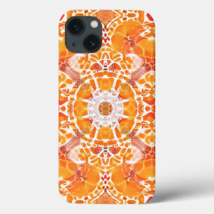 Coral Oranje en Cream Batik Medallion Pattern Case-Mate iPhone Case
