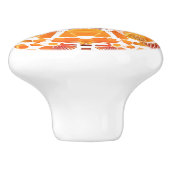 Coral Oranje en Cream Batik Medallion Pattern Keramische Knop (Zijkant)