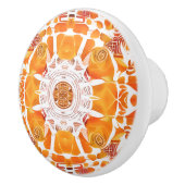 Coral Oranje en Cream Batik Medallion Pattern Keramische Knop (Rechts)