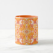 Coral Oranje en Cream Batik Medallion Pattern Mok (Midden)