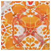 Coral Oranje en Cream Batik Medallion Pattern Stof (Close Up)