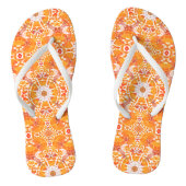 Coral Oranje en Cream Batik Medallion Pattern Teenslippers (Voetbed)