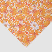 Coral Oranje en Cream Batik Medallion Pattern Tissuepapier (Detail)