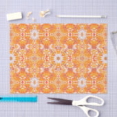 Coral Oranje en Cream Batik Medallion Pattern Tissuepapier (Craft)