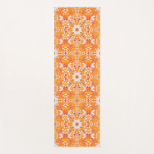 Coral Oranje en Cream Batik Medallion Pattern Yogamat (Voorkant)