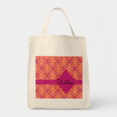 Coral Oranje en magenta Arabesque Marokkaans Tote Bag (Voorkant)
