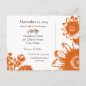 Coral Oranje  Flowers bruiloft Aankondigingskaart (Achterkant)