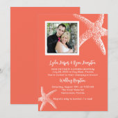 Coral Oranje Foto Wedding Reception nodigt slechts Kaart (Voorkant / Achterkant)