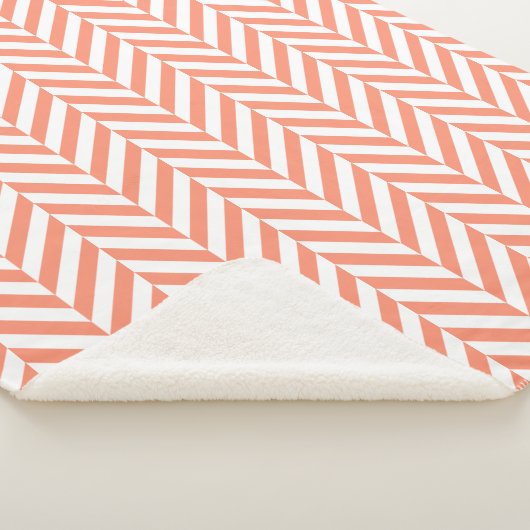 Coral Oranje Herringbone Pattern Sherpa Deken (3/4)