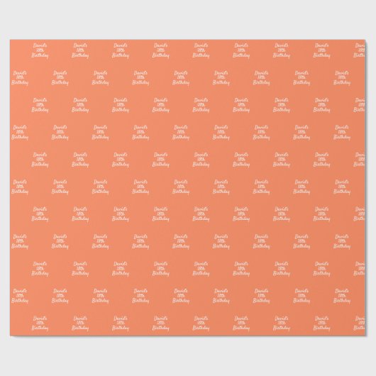 Coral oranje naam script cadeaupapier (Vlak)