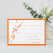 Coral Oranje Ochre Boho Floral Branch Wedding RSVP (Staand voorkant)