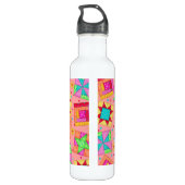 Coral Oranje personaliseer patchwork Quilt Block A Waterfles (Achterkant)