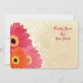 Coral Oranje roze Gerber Daisy Wedding Invitation Kaart (Achterkant)