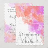 Coral Orchid Waterverf Butterfly Bliss Wedding Kaart (Voorkant / Achterkant)