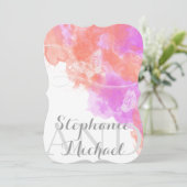 Coral Orchid Waterverf Butterfly Bliss Wedding Kaart (Staand voorkant)