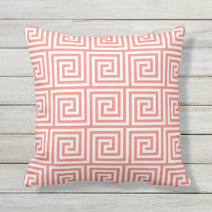 Coral Outdoor Kussens Griekse sleutel