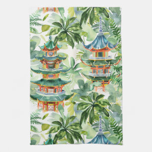 Coral Pagoda Cottage Tuin Waterverf Theedoek