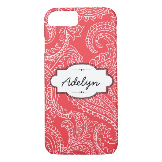 Coral Paisley iPhone 7 Nauwelijks Daar Hoesje (Achterkant)