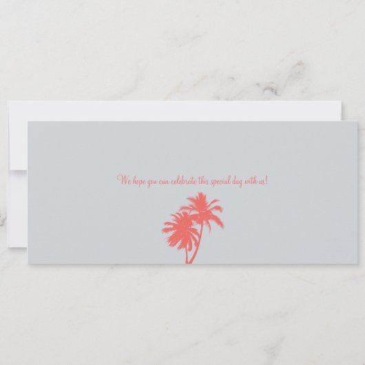 Coral Palm Tree Mexico Boarding Pass Weddenschap Kaart (Achterkant)