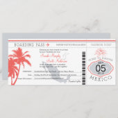 Coral Palm Tree Mexico Boarding Pass Weddenschap Kaart (Voorkant / Achterkant)