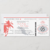 Coral Palm Tree Mexico Boarding Pass Weddenschap Kaart (Voorkant)