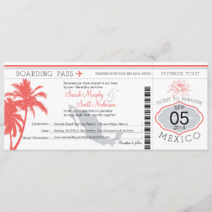 Coral Palm Tree Mexico Boarding Pass Weddenschap Kaart