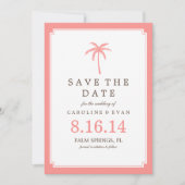 Coral Palm Tree Weddenschap Save the Date (Voorkant)