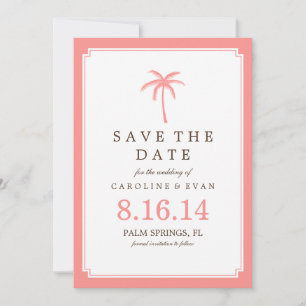 Coral Palm Tree Weddenschap Save the Date