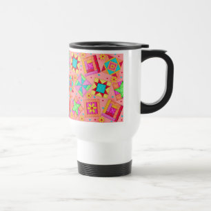 Coral Patchwork Quilt Travel Mug Reisbeker