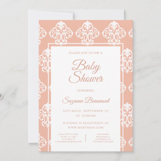 Coral Pattern Baby shower Kaart (Voorkant)