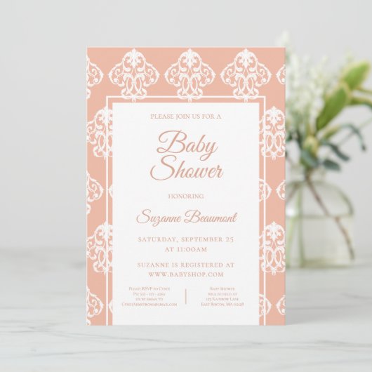 Coral Pattern Baby shower Kaart (Staand voorkant)