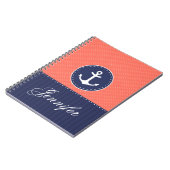 Coral Pattern Blue Anchor Persoonlijke naam Notitieboek (Linkerzijde)