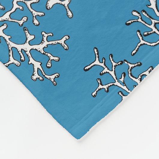 Coral Pattern Blue Coastal Beach House Fleece Deken (Hoek)