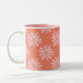 Coral Peach BOHO Daisy Patroon Bloemen Tweekleurige Koffiemok (Links)