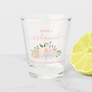 Coral Peach Boho Floral Elegant Bruidsmeisje bruil Shot Glas