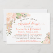 Coral Peach Boho Floral Wedding Rehearsal Dinner Kaart (Voorkant)