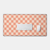 Coral Peach Checkerboard Controleer Retro Patroon Bureaumat (Keyboard & Muis)