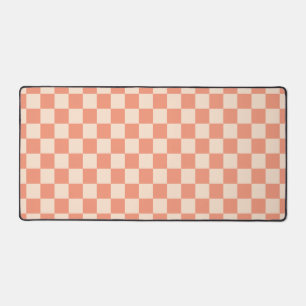 Coral Peach Checkerboard Controleer Retro Patroon Bureaumat