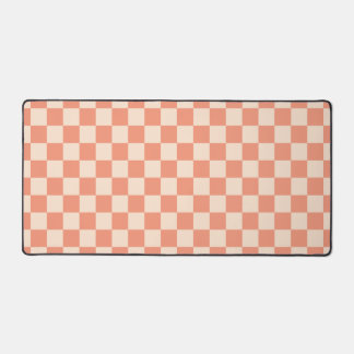 Coral Peach Checkerboard Controleer Retro Patroon Bureaumat